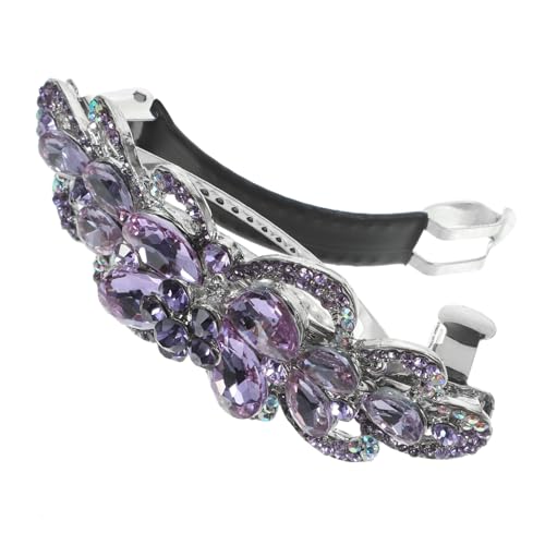 VICASKY Strass Haarspange Damen Große Haarklammer mit Blumenmotiv und Sicherem Federmechanismus Vielseitiger Haarschmuck für Alltag Party und Hochzeit Luxuriöses Violettes Design von VICASKY