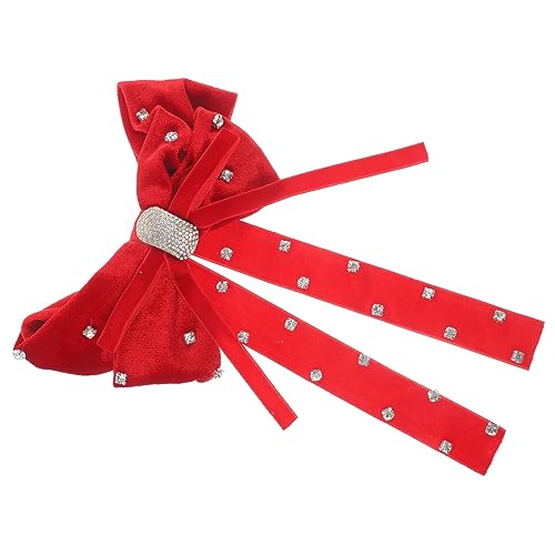 VICASKY Strassbughaarclip Bogen Haarschleifen Haarspangen Mit Strass Bögen Haarschmuck Frauen Haarschleife Ribbon Bow Hair Clip Schleife Haarspange Schleifen Haarspangen Haarband Stoff Rot von VICASKY