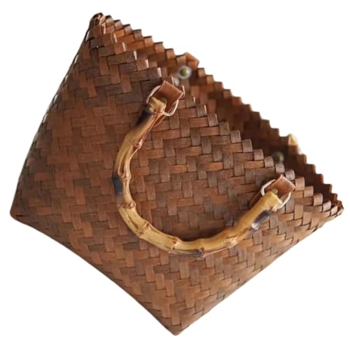 VICASKY Straw Woven Schultertasche Damen Mittelgroße Vintage Korbtasche mit Bambusgriff Leichtes Großes Fassungsvermögen für Strand Picknick Alltag und von VICASKY