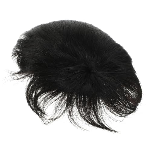 VICASKY Haarteil Für Männer Echthaar Perückenstück Glatzenersatzhaar Haarschmuck Schwarz Toupet Ersatz Für Täglichen Gebrauch Und Formelle Anlässe von VICASKY