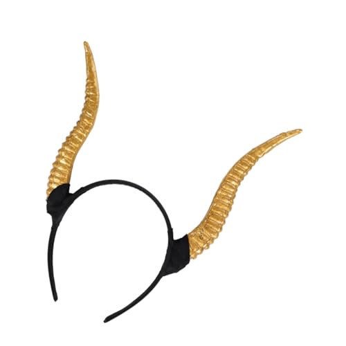 VICASKY Teufelshörner Haarreif Goldfarben Horn Design Leichtes Bequemes Stirnband für Halloween Cosplay Party Einheitsgröße für Damen und Jugendliche von VICASKY