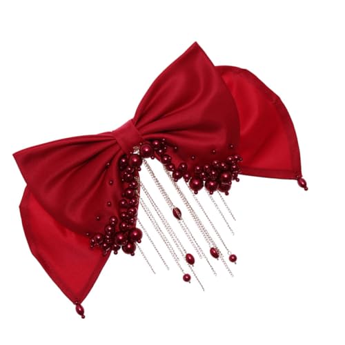 VICASKY Tiara Mit Perlenquaste Perlhaarklammern Hochzeitshaarzubehör Perlenklammern Für Haare Party Junggesellin Perlenhaarclip Und Hochzeit Zurück Haarspange Rot Stoff VICASKY Tiara Mit Perlenquaste Perlhaarklammern Hochzeitshaarzubehör Perlenklammern Für Haare Party Junggesellin Perlenhaarclip Und Hochzeit Zurück Haarspange Rot Stoff von VICASKY