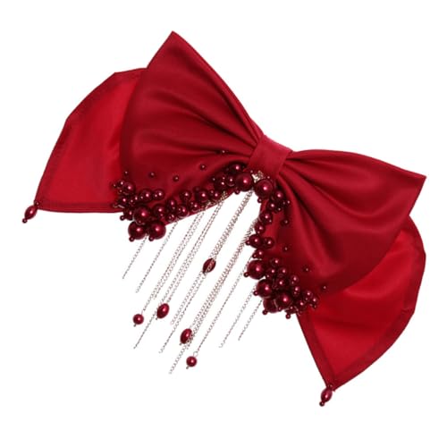VICASKY Tiara mit Perlenquaste Perlhaarzubehör Haarschleifen Perlenspange Braut-Clip für Und haarschmuck Hochzeit zurück Haarspange Brautschleife Clip Haarnadel mit Brautschleife Stoff rot VICASKY Tiara mit Perlenquaste Perlhaarzubehör Haarschleifen Perlenspange Braut-Clip für Und haarschmuck Hochzeit zurück Haarspange Brautschleife Clip Haarnadel mit Brautschleife Stoff rot von VICASKY