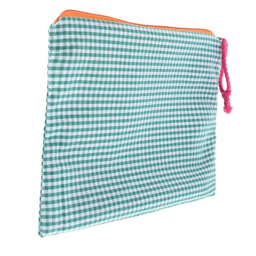 VICASKY Tragbare Kosmetiktasche für Reisen Organizer für Make Up und Toilettenartikel Große Kapazität Vielseitig Einsetzbar Grüne Karierte Umhängetasche Langlebig und Leicht zu Reinigen von VICASKY