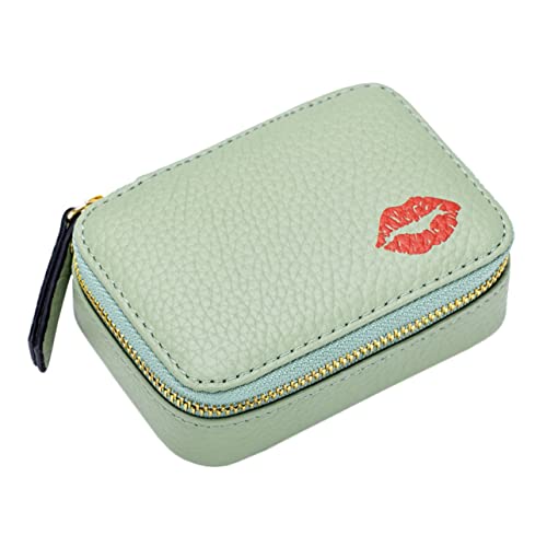 VICASKY Tragbare Lippenstifttasche Aus Leder Mit Spiegel Kleine Make up Tasche Für Reisen Multifunktionale Kosmetiktasche Für Damen Handliche Aufbewahrungstasche Für Lippenstift von VICASKY