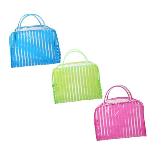 VICASKY Transparente Kulturbeutel 3 Stück Kosmetiktasche Für Reise PVC Make up Organizer in Rot Grün Blau Durchsichtige Aufbewahrungstasche Für Flugzeug Camping Und Strand Für Damen von VICASKY