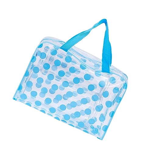 VICASKY Transparente PVC Kosmetiktasche Stoßfest Große Öffnung Multifunktional als Reise Toilettenbeutel und Make Up Organizer für Damen Tragbar Himmelblau von VICASKY