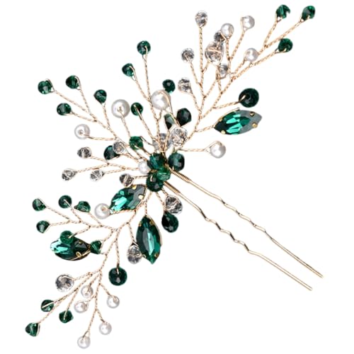 VICASKY U Form Haarnadel mit Grünen Strasssteinen Eleganter Brautschmuck für Hochzeiten Dekorative Haarspange für und Mädchen für Formelle Anlässe und Brautfrisuren von VICASKY