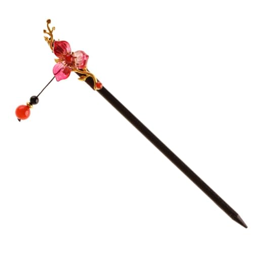 VICASKY Vintage Chinesischer Holz Haarstab mit Blumenmotiv Leichter Haarnadel Stick für Dutt Frisuren Traditionelles Haarstyling Tool für Frauen Einfaches Einsetzen Haarschaden für von VICASKY