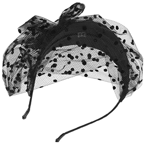 VICASKY Vintage Dot Lace Fascinator Haarreif für Hochzeitsfeiern und Partys Damen Haaraccessoire mit Clip und Doppelschicht Design von VICASKY