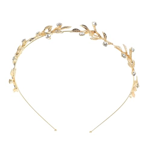 VICASKY Vintage Metal Haarreif mit Funkelnden Strass und Blätterdesign Römische Tiara Krone Braut Haarschmuck für Frauen und Mädchen Accessoire für Hochzeit Ball und Festliche Anlässe von VICASKY
