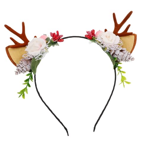 VICASKY Vintage Weihnachts Haarreif mit Flauschigen Rentiergeweih Karneval Kostüm Accessoire für Erwachsene Bequem und Langlebig Partydekoration von VICASKY