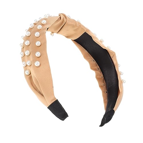 VICASKY Vollperlen Haarband für Damen Modisches Knotendesign mit Eleganten Perlen für Partys Cosplay und Festliche Anlässe Bequemes Stoffmaterial von VICASKY