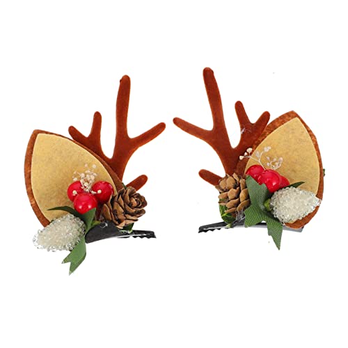VICASKY Weihnachtliche Haarspangen mit Niedlichem Rentiergeweih Leichte Haarklammern für Damen und Mädchen Praktische Schonende Haarschmuck Accessoires für Festliche Frisuren und Kostüme von VICASKY
