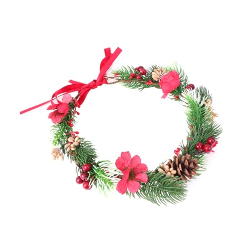 VICASKY Weihnachtlicher Mädchen Kranz Haarband Aus Tuch Mit Kiefern Und Zapfen Festlicher Kopfschmuck Für Hochzeiten Feiertage Und Fotografie Weihnachtskranz Für Mädchen von VICASKY