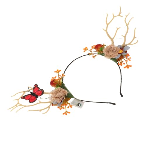 VICASKY Weihnachtliches Geweih Haarreif Damen Leichtes Cosplay Party Haarband mit Leuchtenden Beerenzweigen Festliches Kopfschmuck für Weihnachtsfeier Karneval Zufällige Zufällige Farbe von VICASKY