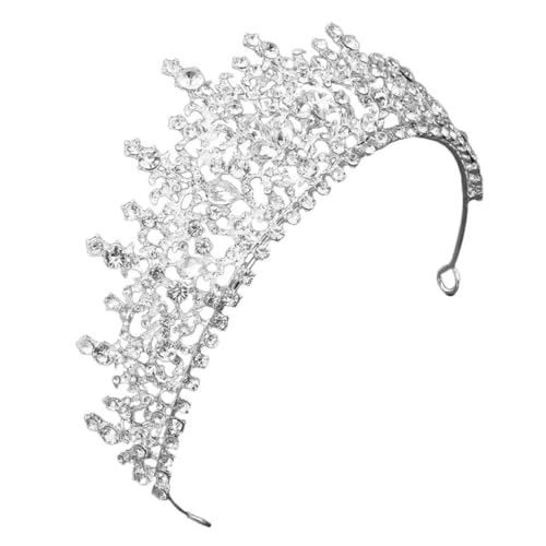 VICASKY braut strass tiara Hochzeit Glücklich Kronen Kopfbedeckung für Frauen Tiaras Dusche Retro-Strasskrone Frauen-Tiara elegante Tiara-Krone Strass-Krone- Legierung Strass Silber von VICASKY