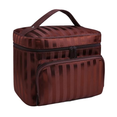 VICASKY wasserdichte Kosmetiktasche Groß Kapazität Nylon Reise Kulturbeutel mit Reißverschluss Streifen Make up Organizer für Damen und Outdoor von VICASKY