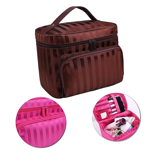 Wasserfeste Kosmetiktasche Große Kapazität mit Reißverschluss Koreanisches Streifen Design für Reisen und Outdoor Multifunktionaler Make Up Organizer für Damen von VICASKY
