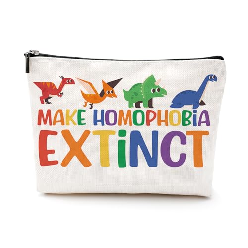 VICBOU Bunte süße Dinosaurier-Kosmetiktasche, inspirierende Trans, Stolz, Gleichheit, Stolz, Stolz, Monat, Regenbogen-Make-up-Tasche für Frauen, beste Freundin, Schwester, beste Freundin, beste von VICBOU