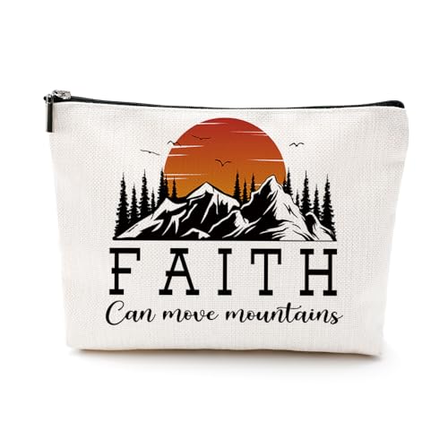 VICBOU Kosmetiktasche mit Aufschrift "Faith Can Move Mountains", inspirierende, christliche Geschenke für Frauen, religiöse Geschenke, Bibelvers, Glaube, Make-up-Tasche für beste Freundin, Schwester, von VICBOU