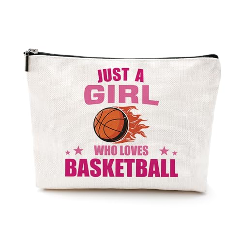 VICBOU Lustige süße Basketball-Make-up-Tasche, Kosmetiktasche für Damen und Herren, Weiß 093, 9.7 x 7 inch von VICBOU