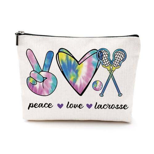 VICBOU Lustige süße Lacrosse Make-up-Tasche Kosmetiktasche für Damen und Herren, Weiß 092, 9.7 x 7 inch von VICBOU