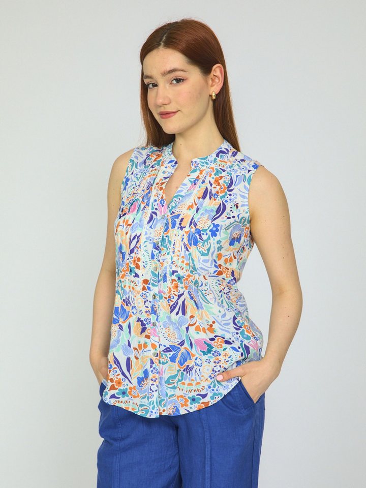 VICCI Germany Blusentop (1-tlg) aus Leinen mit Blumendruck und Spitzeneinsatz von VICCI Germany