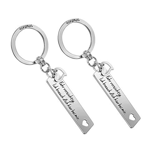 VICKSONGS Drive Safe Schlüsselanhänger - Fahr Vorsichtig, Ich brauch Dich Hier bei Mir | Drive Safe I Need You Here with Me | Geschenk zum Neuen Auto Schlüsselanhänger Männer/Mann 2er von VICKSONGS