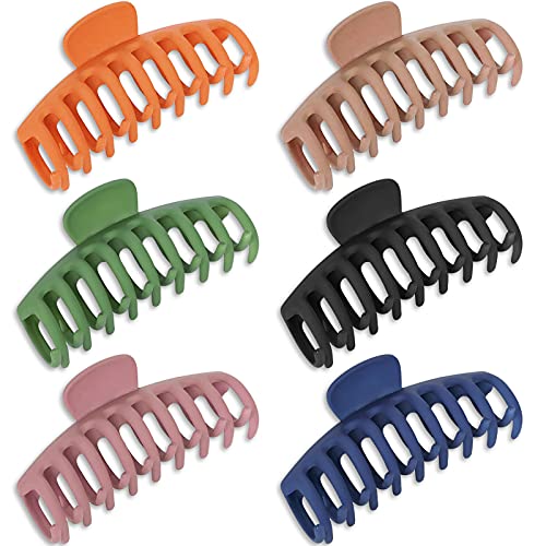 VICKSONGS Haarspangen Damen Groß 6 Stück Kunststoff Haarspangen Rutschfest Vintage Haarklammer Einfache Haarspange Dicke Haare Klaue Haarspange Haar-Accessoires für Frauen Damen (A) von VICKSONGS
