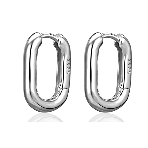 VICKWOOD Creolen Klein Eckig 15 mm Damen Ohrringe Echt 925 Silber Vergoldet mit 18K in Gold/Silber Schmuck Geschenk für Frauen (Silber) von VICKWOOD