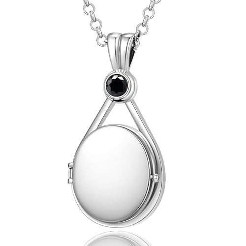 VICKWOOD H2O Plötzlich Meerjungfrau aus Edelstahl mit echter Patin-Beschichtung h2o Medaillon Amulett für Bilder Geschenk für Frauen (5A Silber_Schwarz) von VICKWOOD