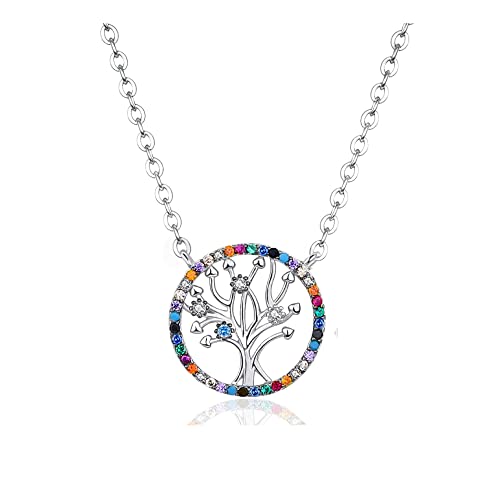 VICKWOOD Lebensbaum Kette Baum des Lebens Armband Damen Halskette mit Lebensbaum Anhänger aus 925 Sterling Silber in Gold oder Silber Geschenk für Frauen (Halskette-Silber) von VICKWOOD