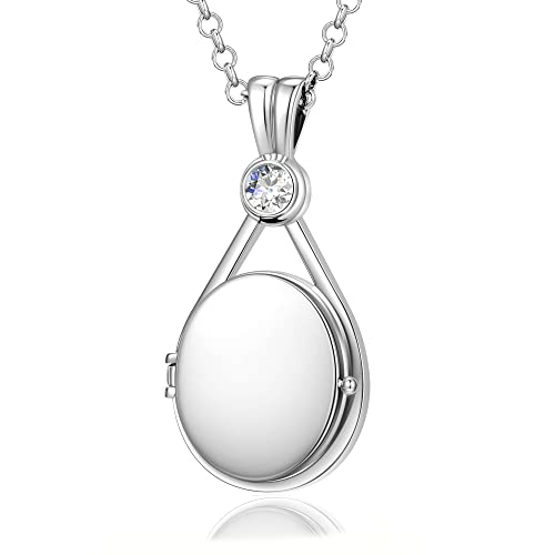 VICKWOOD H2O Plötzlich Meerjungfrau mit Platin Beschichtet 5A Zirkonia h2o Medaillon Personalisiertes Amulett für Bilder Geschenk für Frauen zum Geburtstag von VICKWOOD