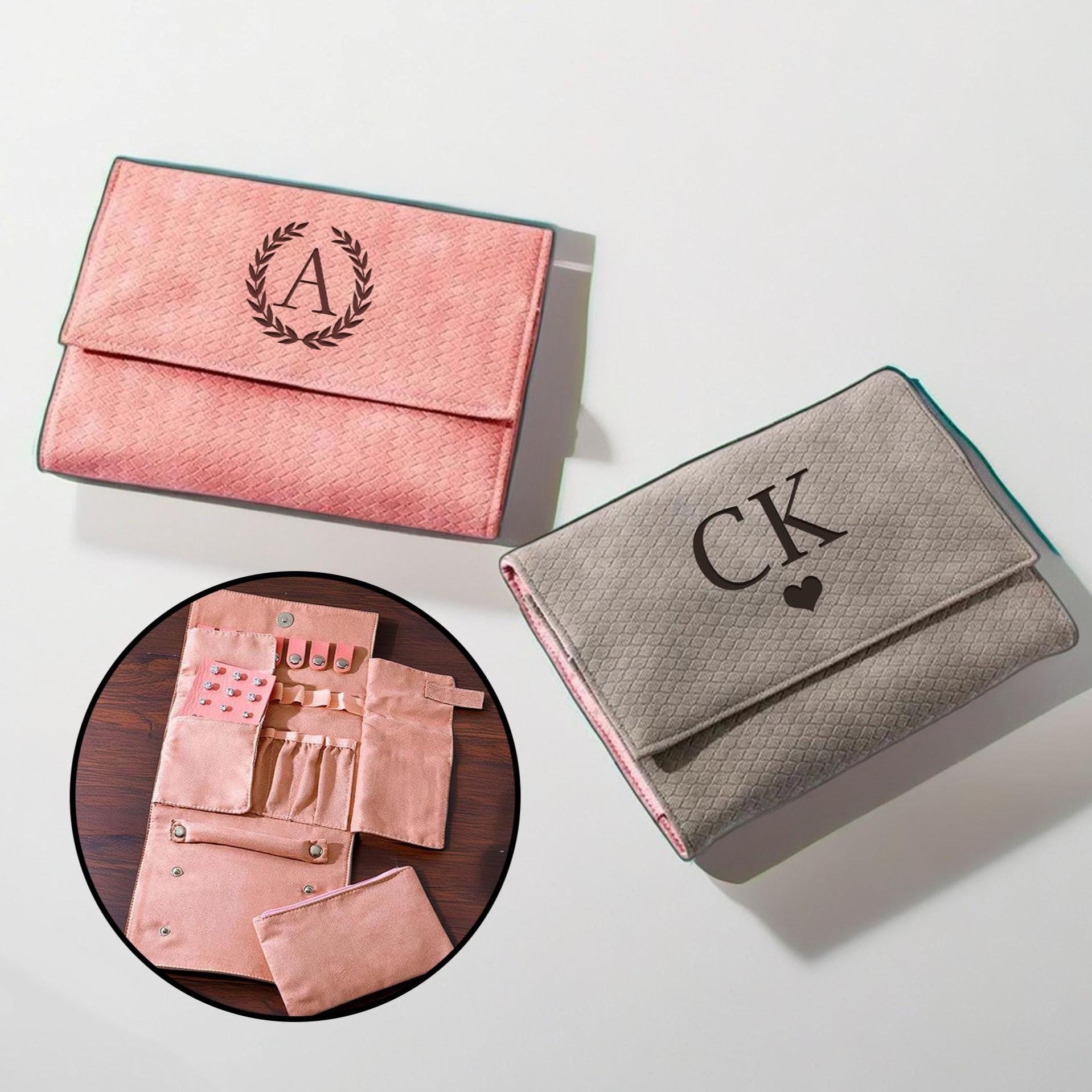 Personalized Leather Jewelry Roll, Monogram Travel Organizer, Storage, Wedding Favor, Ideal Bridesmaid Gift von VICKshcques