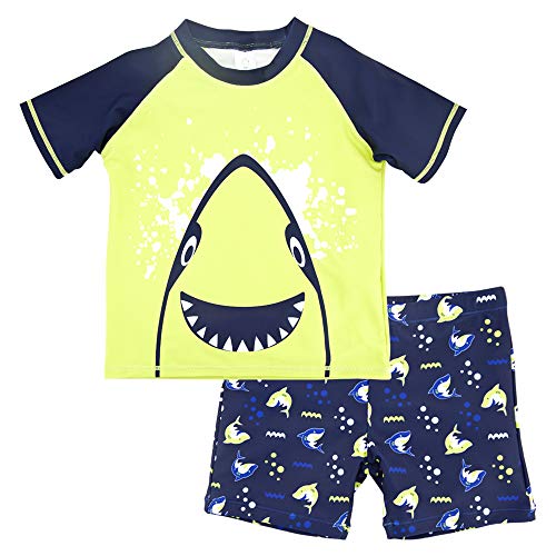 Jungen Rash Vest & Short UV Schützend Schwimmanzug Kurzarm Badeshirt (Grün, 5 Jahre) von VICROAD