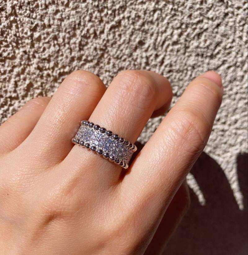 C.z Mit Sterling Silber Ring. Pave Fassung Ring von shinystonelovejewel