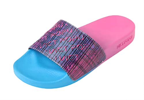 VICT POPU Damen Slides Badeschuhe Hausschuhe Badeschlappen Sommer Schlappen Gartenschuhe Rutschfeste Badelatschen Flach Strand Sandale Verlaufsfarbe 36 von VICT POPU