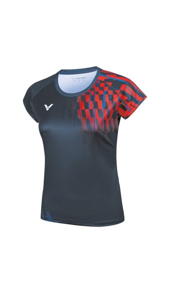 VICTOR T-Shirt Sport-Shirt T-51001TD B (100% Polyester) blau/rot Damen von VICTOR