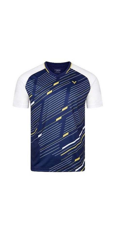 VICTOR T-Shirt T-43100 B (100% rec. Polyester) dunkelblau/weiss Herren von VICTOR