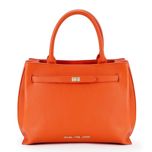 VICTORIA HYDE LONDON Lambeth Designer-Handtaschen für Damen, Crossbody-Tragetasche, luxuriöse Business-Tasche mit Tragegriff für Damen, Orange/Abendrot im Zickzackmuster (Sunset Chevron), Medium von VICTORIA HYDE LONDON