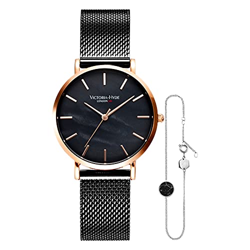 VICTORIA HYDE Schwarz Damen Quarz Uhren Armreifen Set Edelstahl VICTORIA HYDE Schwarz Damen Quarz Uhren Armreifen Set Edelstahl von VICTORIA HYDE
