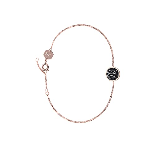 VICTORIA HYDE Armband Damen Armbänder Schmuck Edelstahl Armbänder mit Rundem Marmor Anhänger geschenke für frauen (Schwarz - Roségold) von VICTORIA HYDE