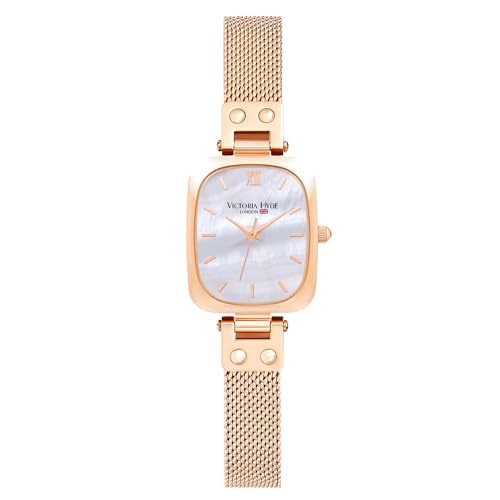 VICTORIA HYDE Dainty Armbanduhr Damen Rechteckige Uhren für Frauen Quarzwerk mit Edelstahl- oder Lederarmband von VICTORIA HYDE