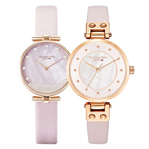 VICTORIA HYDE Damen Armbanduhr Set wasserdichte Rosegold Edelstahlband Quarz Damenuhren für Schwestern Freund (Rosa) von VICTORIA HYDE