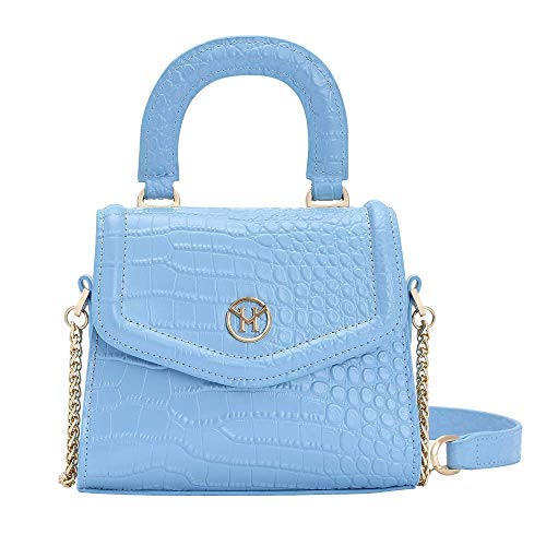 VICTORIA HYDE Damen Handtaschen Kleine Umhängetasche Elegant Retro Echtleder Henkeltasche Blau von VICTORIA HYDE