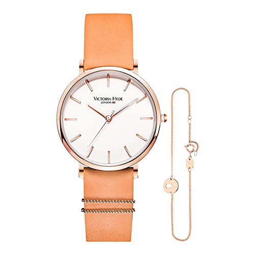 VICTORIA HYDE Damen Quartz Uhren Armreifen Set Lederband von VICTORIA HYDE