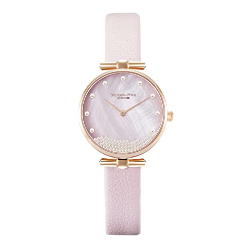 VICTORIA HYDE Damen Uhren Analog Quarz Damenuhr mit Perlmutt-Zifferblatt Armbanduhr Armreif Set (Rosa) von VICTORIA HYDE