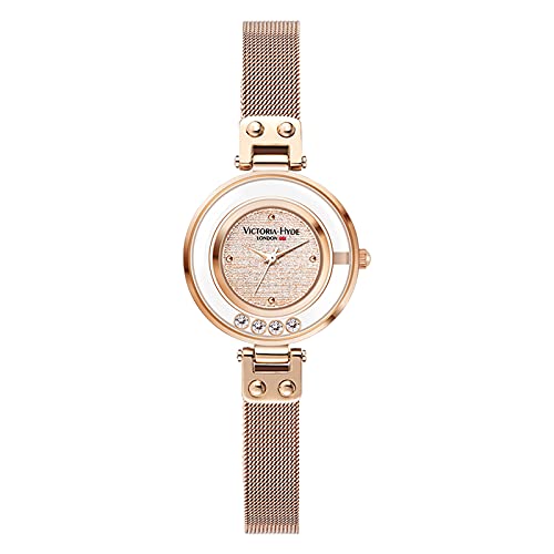 VICTORIA HYDE Damen Uhren Kleines Grünes Zifferblatt Analog Quarz Armbanduhr mit Edelstahlarmband(Gold-Gold) von VICTORIA HYDE