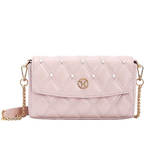 VICTORIA HYDE Gesteppte Geldbörse Clutch Handtasche für Frauen Leder Crossbody Tasche mit 2-Wege-Gürtel Hüfttasche Perle Umschlagtasche, rose von VICTORIA HYDE